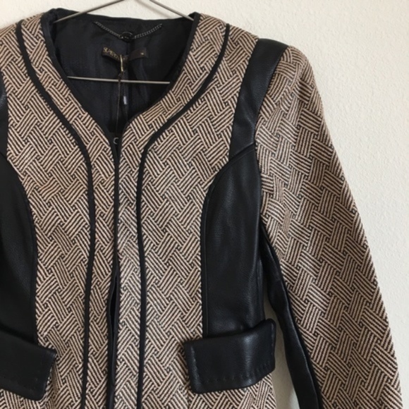 NWT Supertrash Jaffy Raffia Jacket - Tan/Blk Sz 36 - Picture 4 of 5
